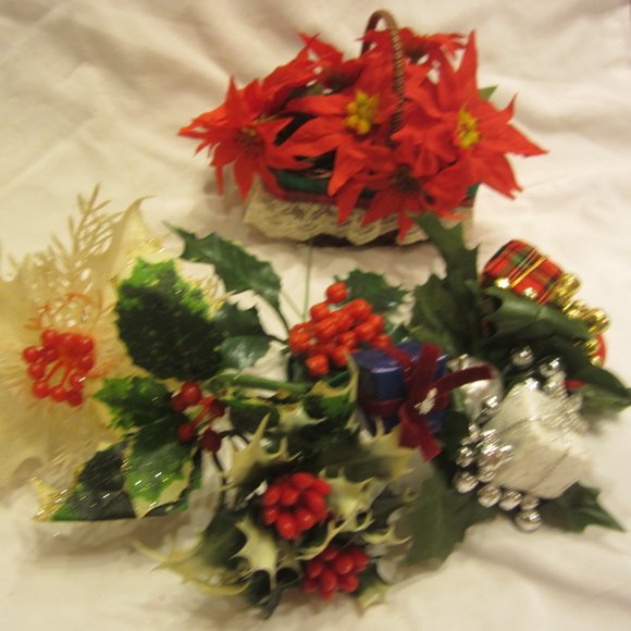 VTG SET OF HOLIDAY FLORAL PICKS - Picture 2 of 4